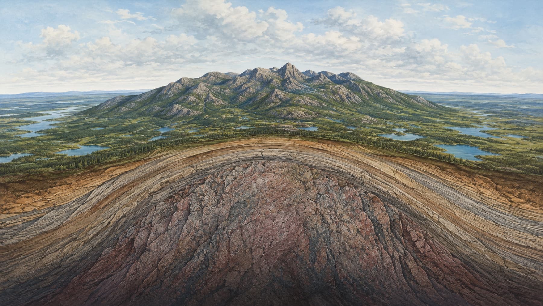 Illustration showing the Adirondack dome uplift concept