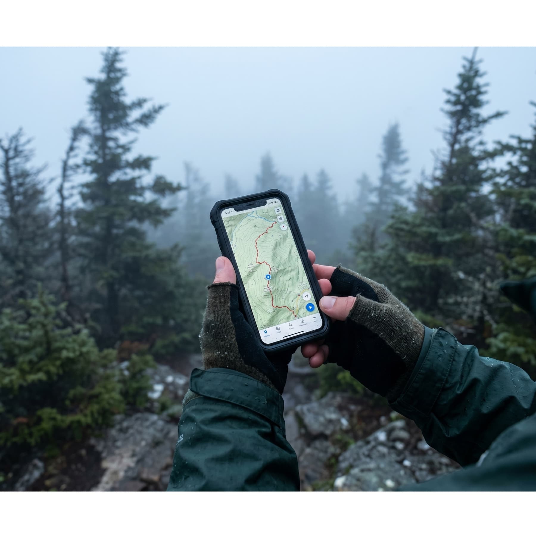Offline map and phone navigation planning visual